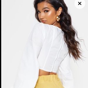 hook and eye long sleeve crop top